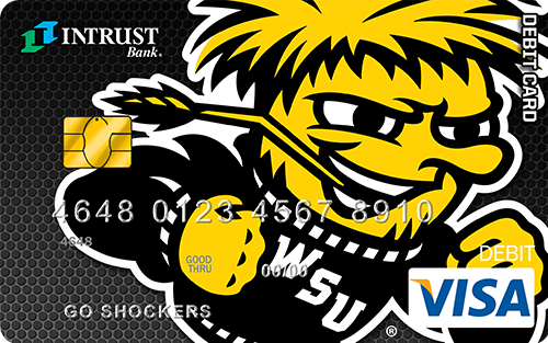 Debit card with Wichita State mascot as background