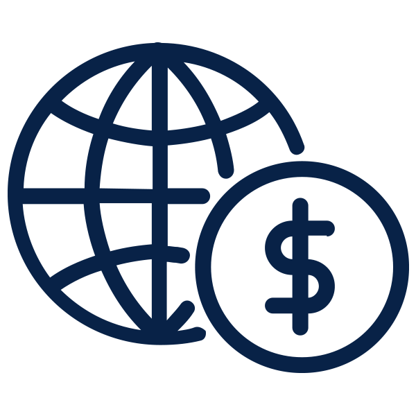Outline of globe and money sign