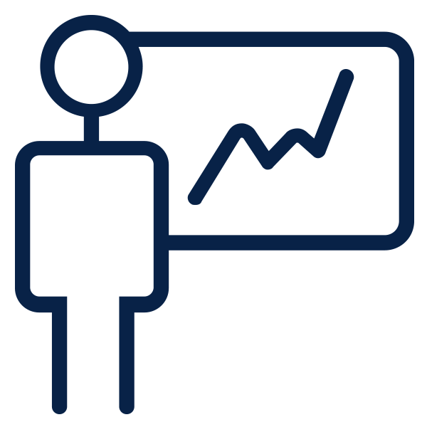 Outline of person in front of a chart