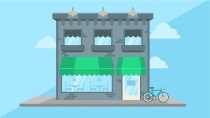 a cartoon of a small shop.